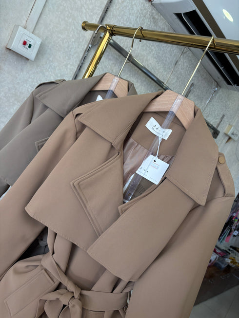 Winter Double Breasted Mid Length Trench Coat